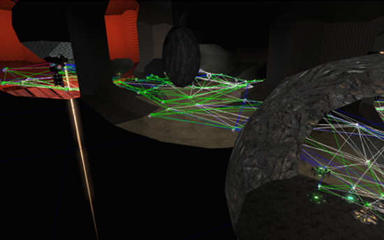 LitteDipper: map for Unreal Tournamet 3 by the Handy Vandal - Editor lateral view with paths